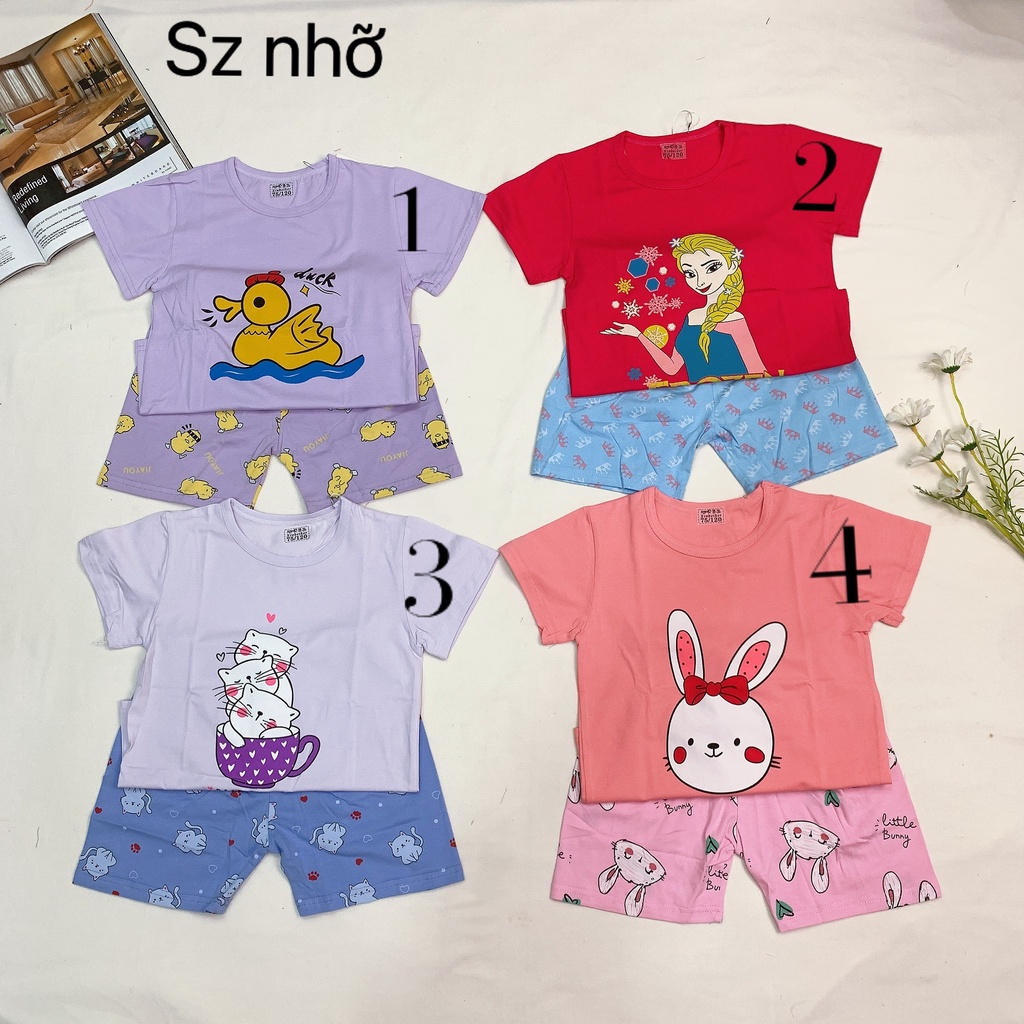 (16-23KG)Bộ cộc tay xuất Hàn cotton lạnh Quảng Châu cho bé GÁI sz nhỡ (70-75-80)- Bảng màu 2022