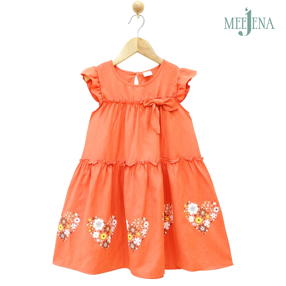 Váy bé gái MEEJENA thắt nơ trước ngực vải đũi từ 14-34 kg - 2012