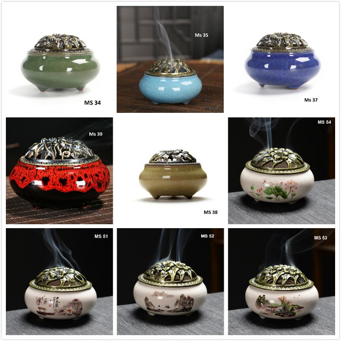 Lư Đốt Trầm - Màu - Họa Tiết (có lót chống cháy)