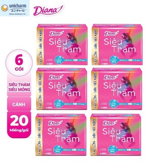 COMBO 6 gói băng vệ sinh Diana Siêu thấm siêu mỏng cánh 20 miếng/gói X6