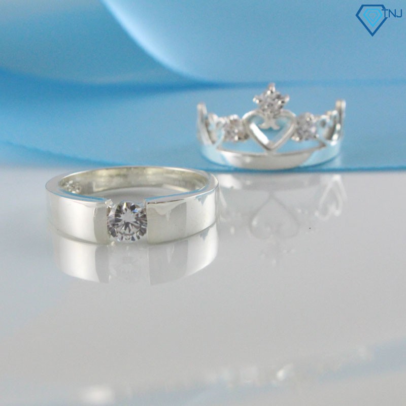 Nhẫn đôi bạc đính đá tinh tế ND0167 Trang Sức TNJ