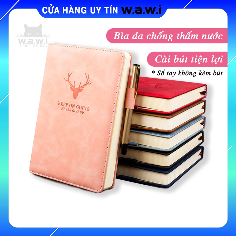 Sổ tay thời trang dày khổ A5, bìa bọc da in logo sừng hươu, ghi chép nhật ký
