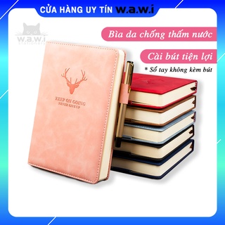 Sổ tay thời trang dày khổ A5, bìa bọc da in logo sừng hươu, ghi chép nhật ký