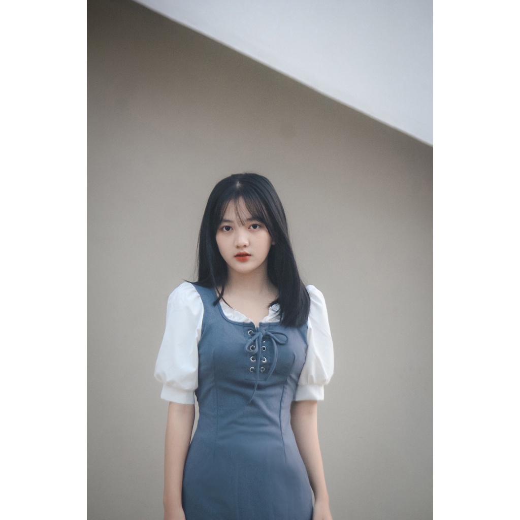 Váy nữ ngắn 2 mảnh liền dạng set váy sơ mi siêu cute