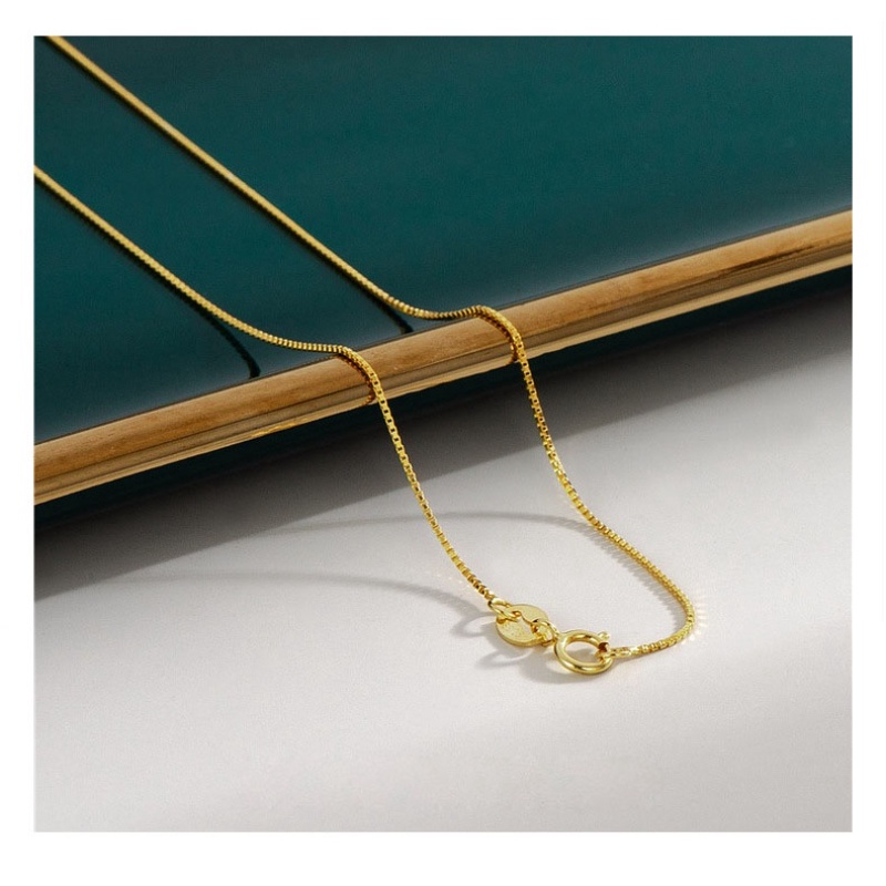 100% bạc thật 925 mạ vàng Vòng cổ dài Chuỗi dài Chiều dài khác nhau Vàng 18K Nữ tại Hàn Quốc Bán buôn đơn giản