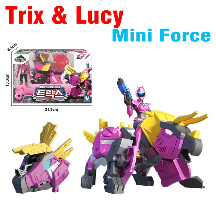 Đồ chơi Biệt đội siêu nhân nhí Miniforce mô hình khủng long Trix và siêu nhân Lucy đồ chơi trẻ em bằng nhựa mã 8602