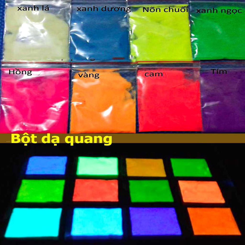 Bột Dạ quang quẻ Gói 10g/20g/30g/40g/50g Phát Sáng Trong Đêm Đủ Màu