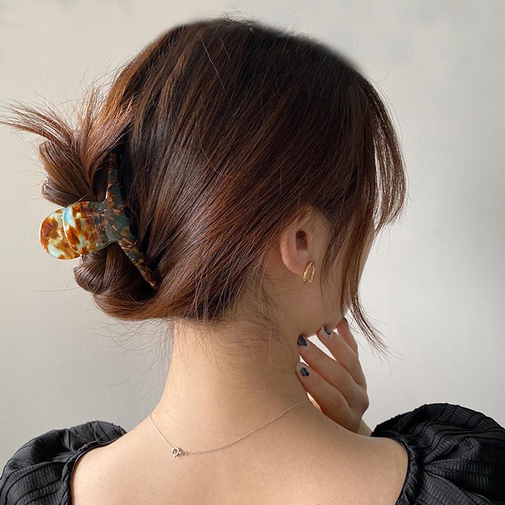 Kẹp Tóc Càng Cua Họa Tiết Hình Học Cỡ Lớn Phong Cách Retro Cho Nữ