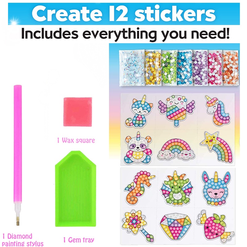 Bộ 12 Tranh Đính Đá 5D Tự Làm Hình Bé Trai/Gái