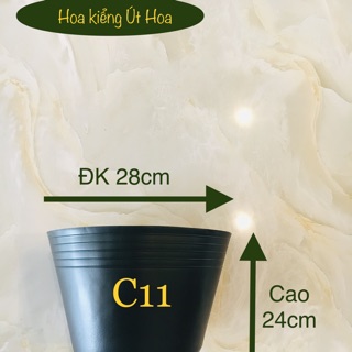 [Sỉ từ 20 cái] Chậu nhựa đen C11 trồng cây loại dày