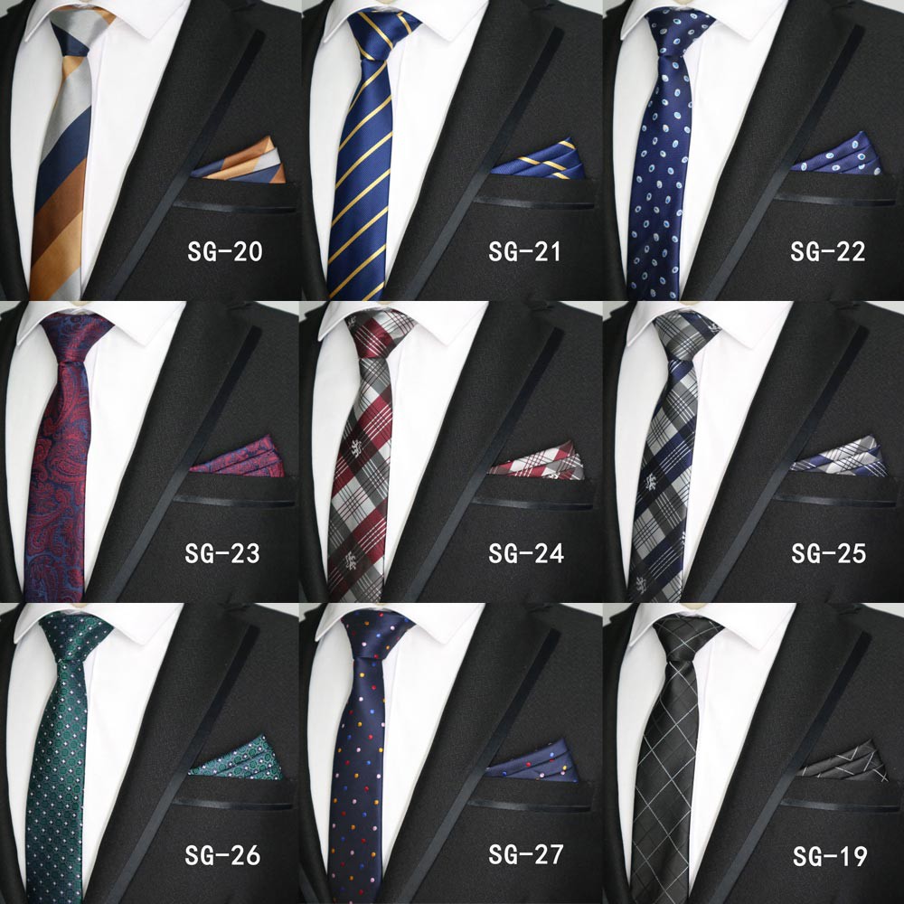 Cà Vạt Lụa Vuông 6CM Họa Tiết Chấm Bi Thời Trang Cho Nam