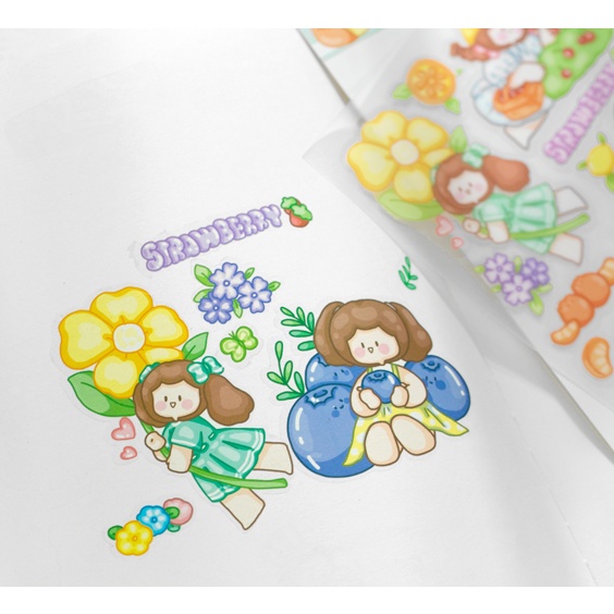 [Hàng mới về] Sticker Cô bé tóc Xù dán trang trí góc học tập nhiều màu sắc