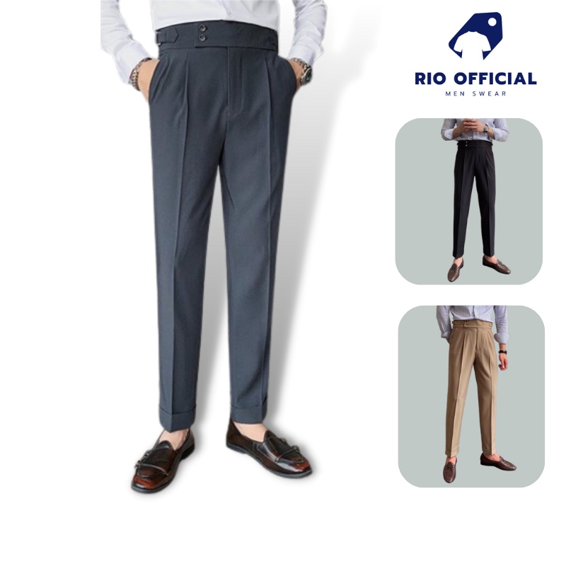 Quần tây nam baggy cạp cao premium, quần tây dáng lửng cao thời trang nam hàn hot 2022