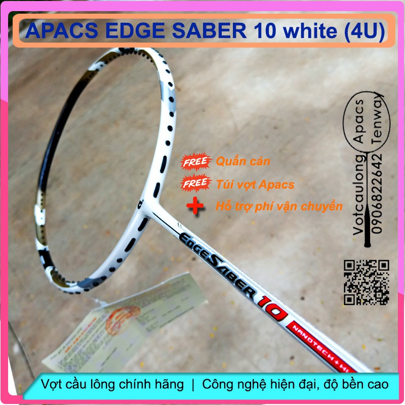 Vợt cầu lông Apacs Edge Saber 10 - 4U - sắc trắng bạch mã hoàng tử