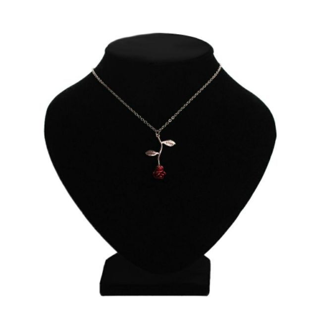 Dây chuyền bạc Hình Hoa Hồng Đỏ