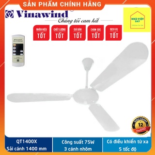 Quạt trần Vinawind có điều khiển từ xa- QT-1400X-quạt treo trần điện cơ thống nhất tốt,bền ,đẹp,giá rẻ,chính hãng-BH 12T