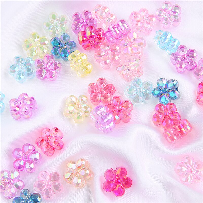 Set 20 / 30 Hạt Xỏ Lỗ Hình Hoa Bằng Nhựa Nhiều Màu Sắc Dùng Để Làm Trang Sức Thủ Công