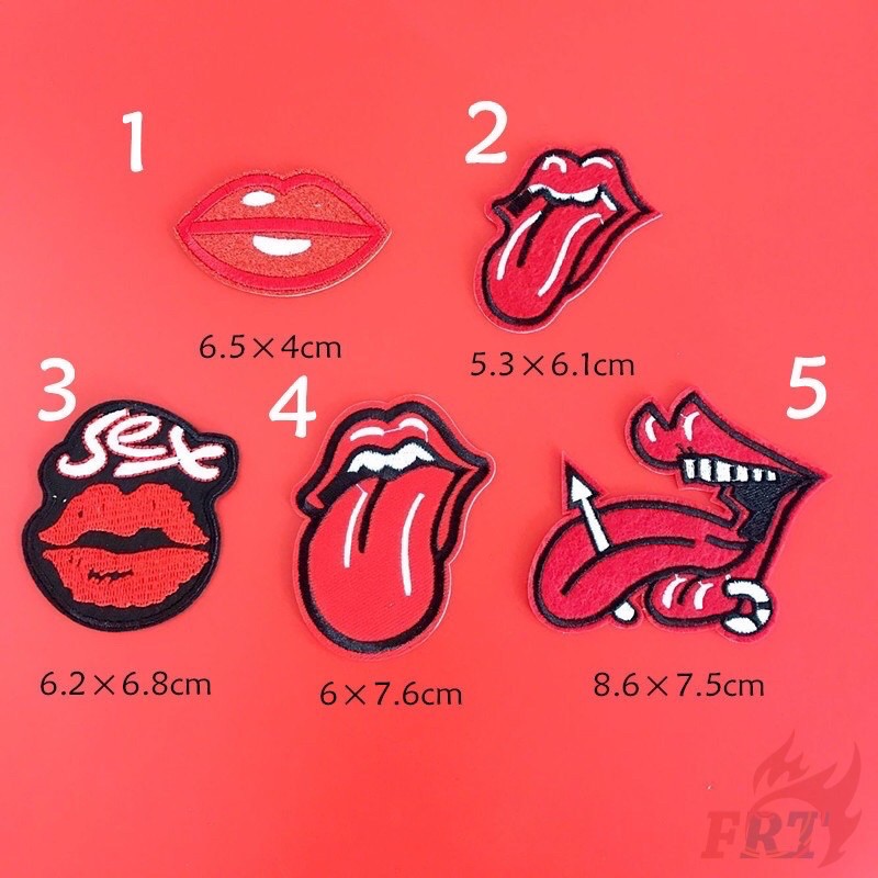 Sticker thêu, patch thêu dán quần áo hình môi