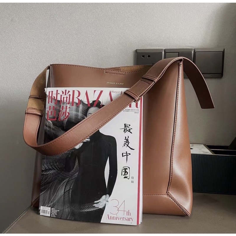 Túi tote màu nâu trendy chất da PU JENNY FAIRY BAG