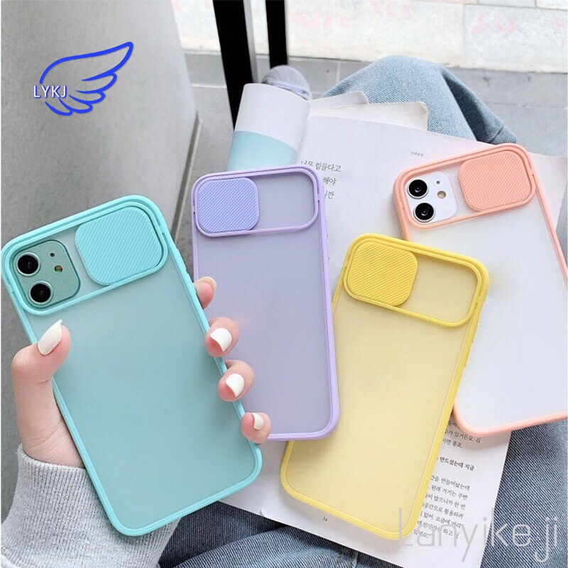 Ốp điện thoại dẻo nắp trượt bảo vệ camera màu kẹo ngọt dễ thương cho IPHONE 6