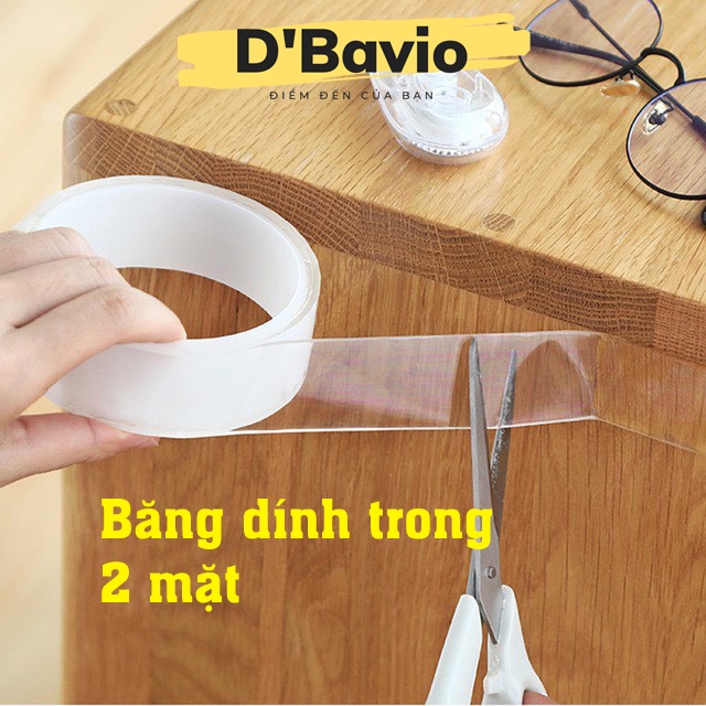 Băng dính trong suốt 2 mặt thần kì đa năng dán được trên mọi bề mặt Shop Dbavio