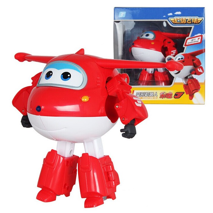 Robot biến hình máy bay cỡ to Jett Tia Chớp đồ chơi đội bay siêu đẳng super wings cho trẻ em