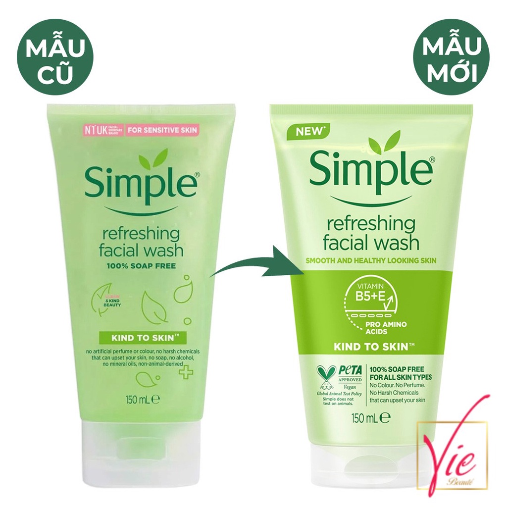 Simple Sữa Rửa Mặt Cho Da Nhạy Cảm - Sữa rửa mặt Simple Refreshing Facial Wash 150ml