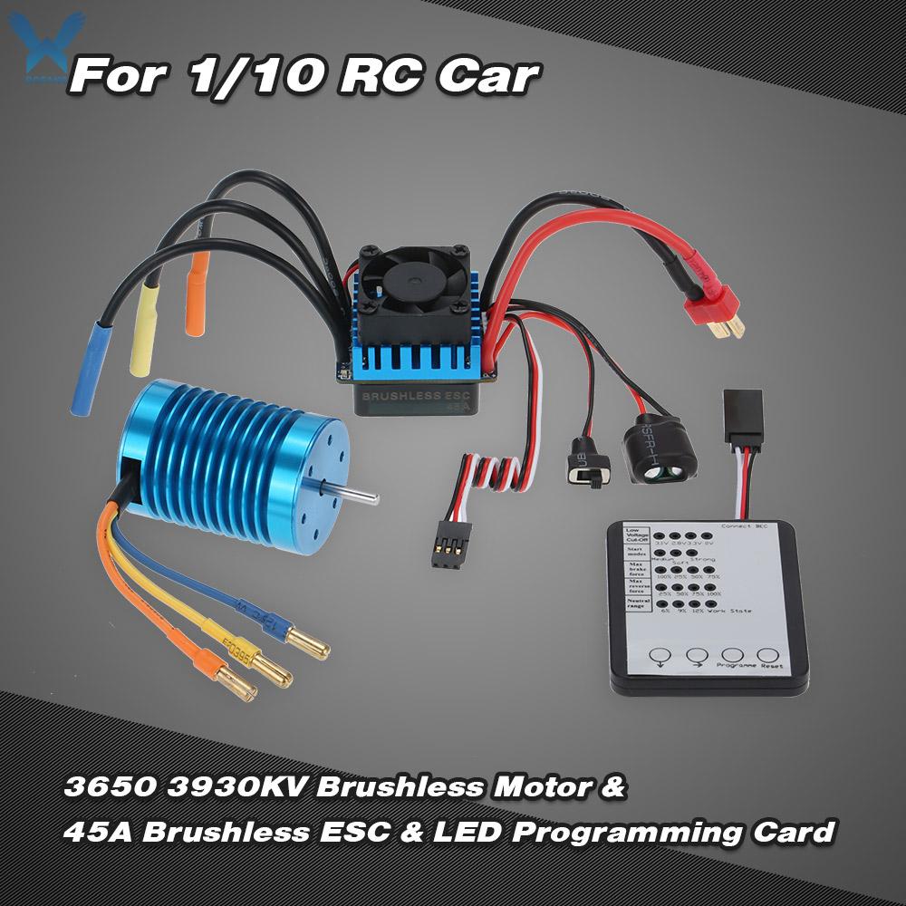 Shipped within 12 hours】 3650 3930KV/4P Brushless Motor & 45A Brushless ESC & LED Programming Card Combo Set for 1/10 RC Car RC Accessories[fun][rc]