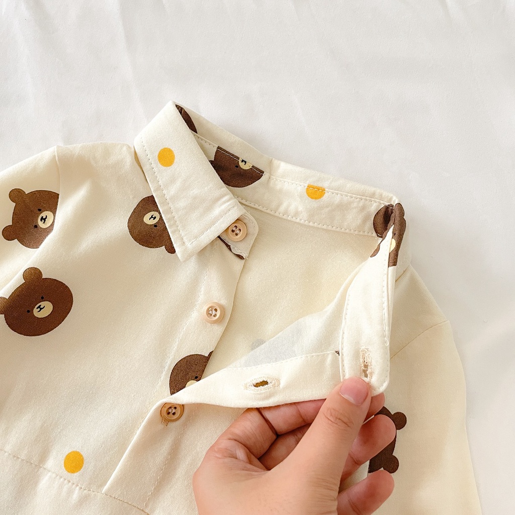 Sanlutoz Bộ Áo Liền Quần Dài Tay In Hình Gấu Dễ Thương Cho Trẻ Sơ Sinh