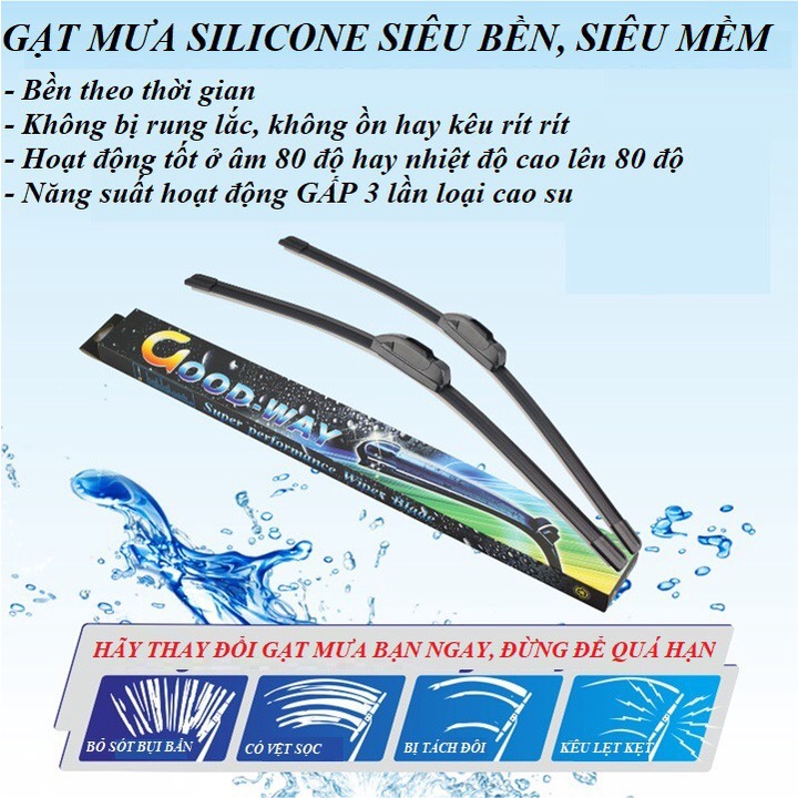 {Silicone SIÊU BỀN-FREESHIP} Gạt nước, cần gạt nước, gạt mưa silicone khung nhựa ABS cao cấp