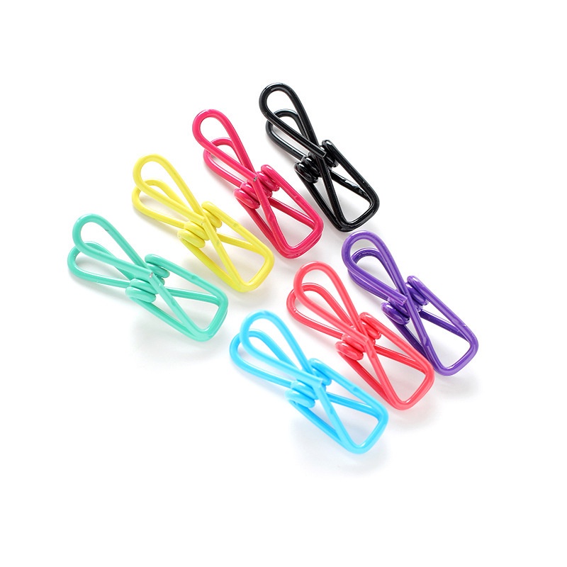 Set 5 kẹp phơi quần áo/thẻ/ảnh để bàn mini bằng kim loại màu trơn chống gió đa năng cho văn phòng/ trường học