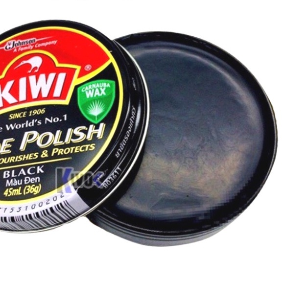 Si đánh giày Kiwi, Đánh bóng Giày Da, lau Giày dạng sáp Xi Đen 45ML dùng được nhiều lần giúp giày như mới