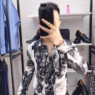 Áo sơ mi loang VERATINO màu loang trắng (KÈM ẢNH THẬT).