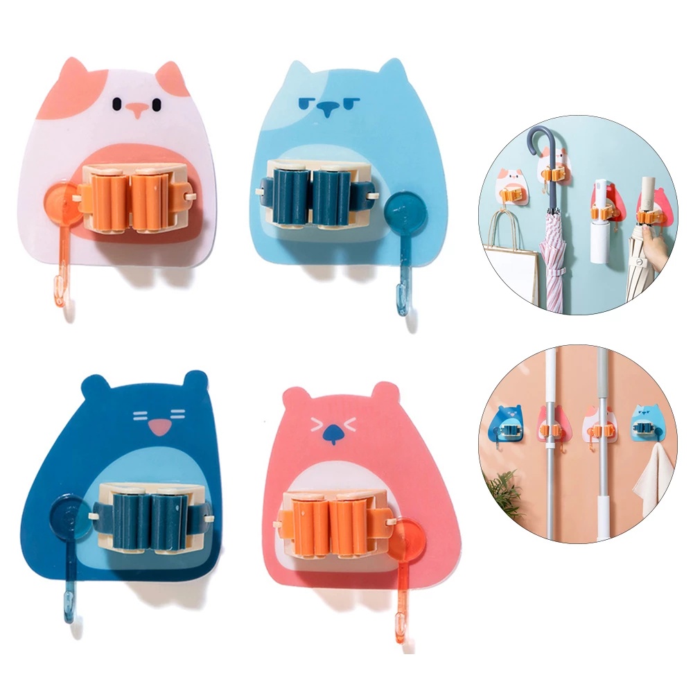 Giá đỡ cây lau nhà gắn tường bằng nhựa họa tiết hoạt hình