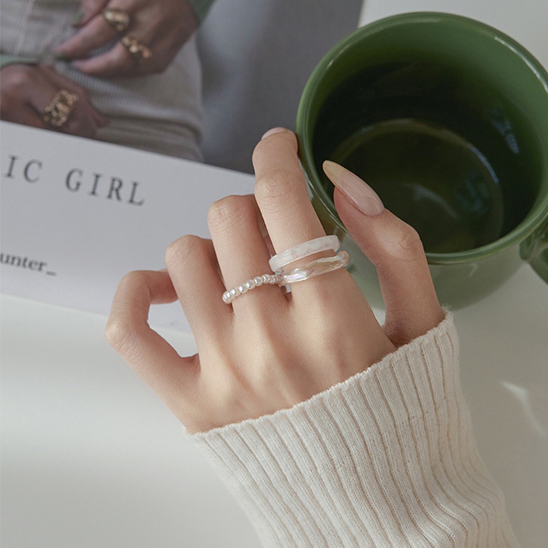 Set 3 Nhẫn Đính Ngọc Trai Kiểu Dáng Đơn Giản Thời Trang Dành Cho Nữ