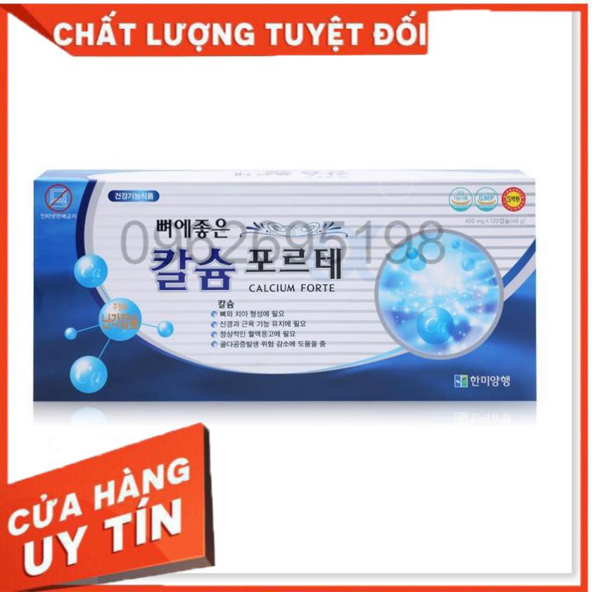 Viên uống bổ sung canxi HANMI Hàn Quốc hộp màu xanh 120 viên - 400mg (Calcium Forte)