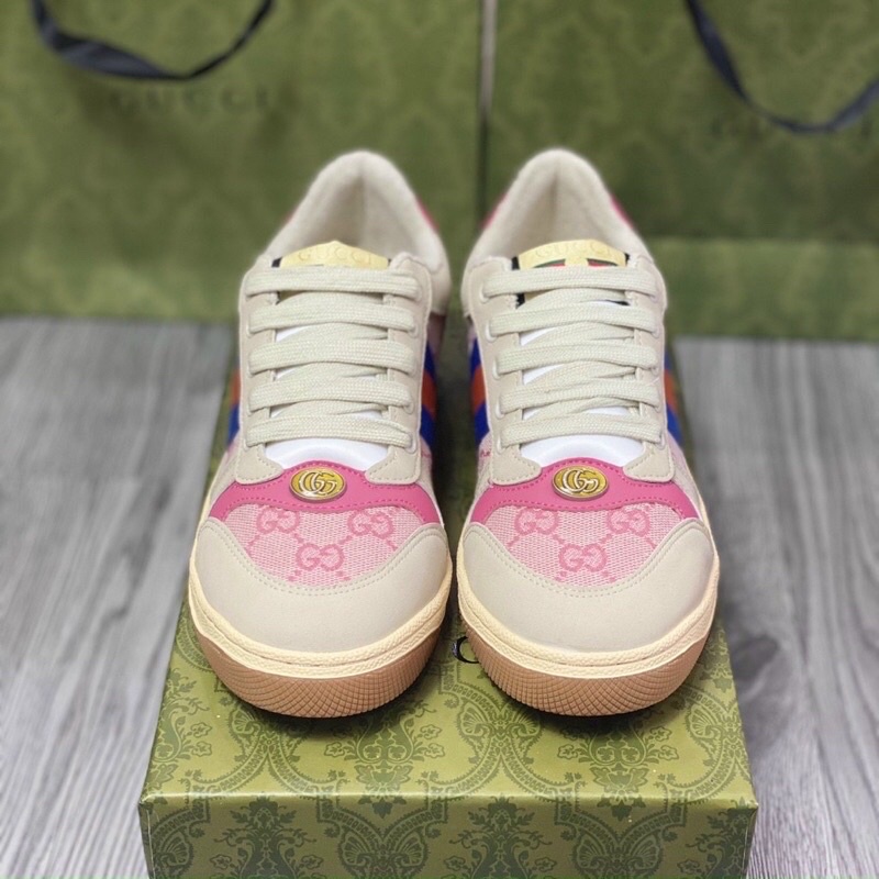 GIÀY GU.CI SCREENER LEATHER PINK HẢI TÚ [ bản nâng cấp ]