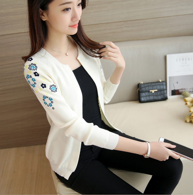 Áo Khoác Cardigan Thêu Hoa Phong Cách Hàn Quốc Thanh Lịch Dành Cho Nữ