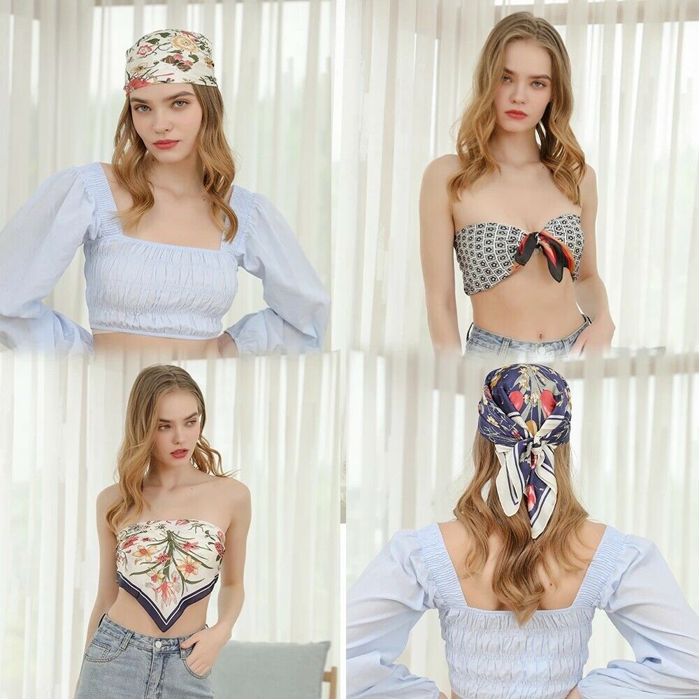 Khăn vuông HAIMEIKANG kiểu bandana in họa tiết phong cách bohemian cho nữ kích thước 50*50cm