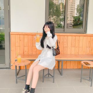 Áo sơ mi nữ oversize form dài cá tính [ẢNH THẬT]
