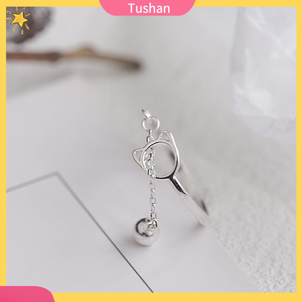 Nhẫn Hợp Kim Hình Mèo Có Chuông Xinh Xắn