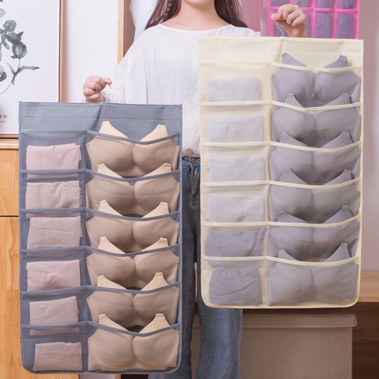 Túi đựng đồ lót có móc treo - túi vải đựng đồ 2 mặt 30 ngăn. ĐTBX