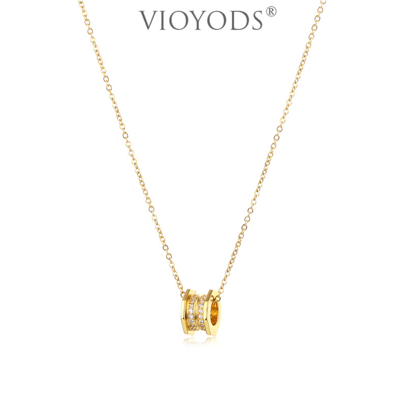 VIOYODS MỚI Mạ vàng 22K mạ vàng thu nhỏ dát zirconium vòng cổ nữ