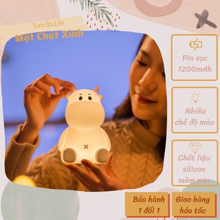 Đèn ngủ silicon trâu con ngồi đáng yêu ❤️Freeship🍀 đèn ngủ silicon