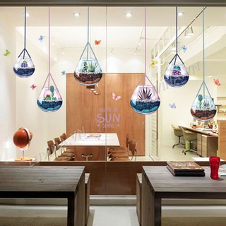 Decal dán tường trang trí quán cafe, văn phòng,phòng khách - Dây treo giỏ hoa tím