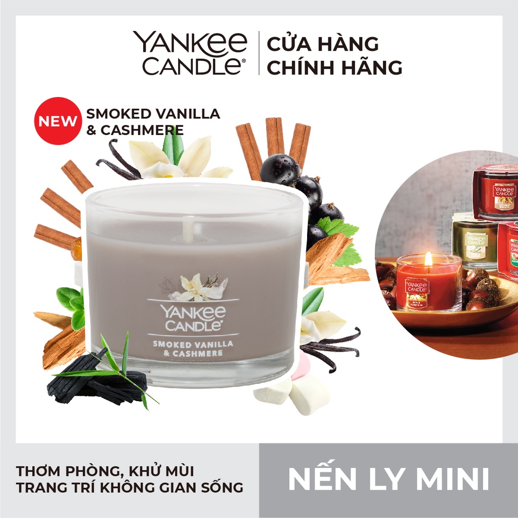 Nến ly mini Yankee Candle - Smoked Vanilla &amp; Cashmere (37g)