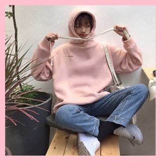 Áo hoodie nỉ bông dày hồng pastel |có video shop quay
