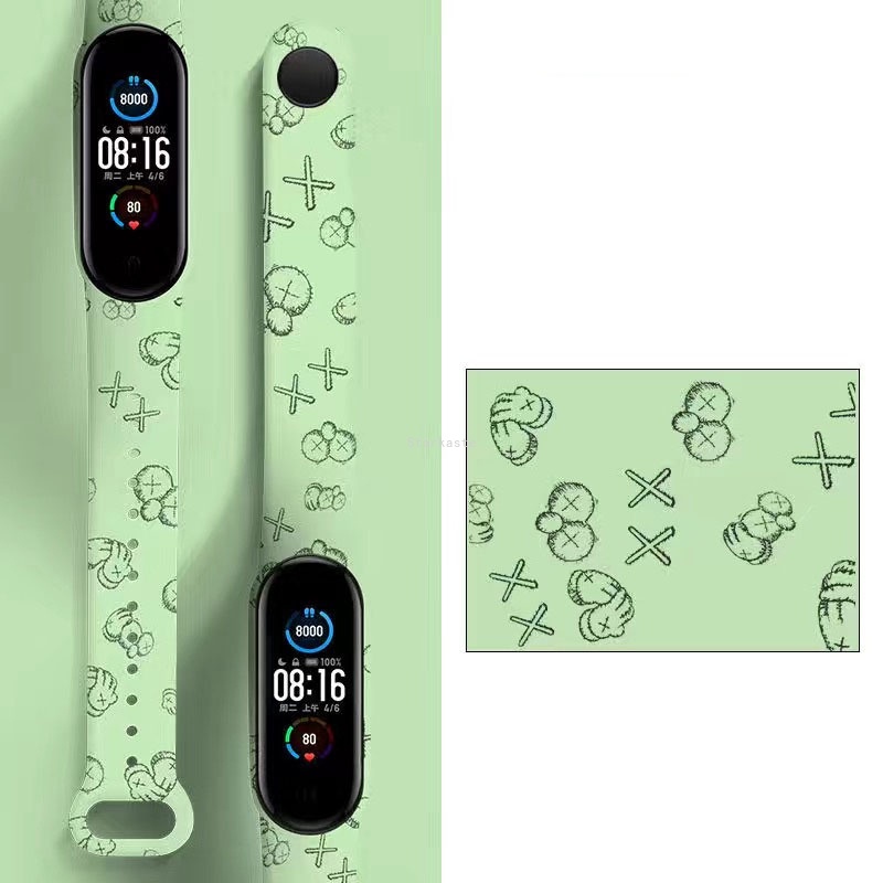 Dây Đeo Silicon Họa Tiết Hoạt Hình Cho Đồng Hồ Thông Minh Xiaomi Band 7 6 5 Xiaomi Band 4 Và 3