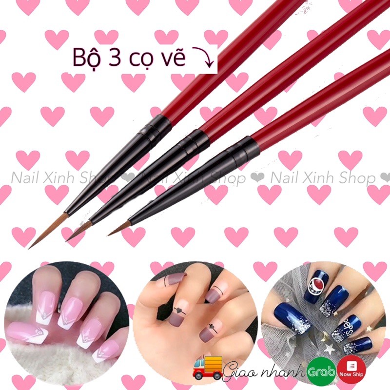 Set 3 cọ vẽ nail cho dân làm móng nghệ thuật