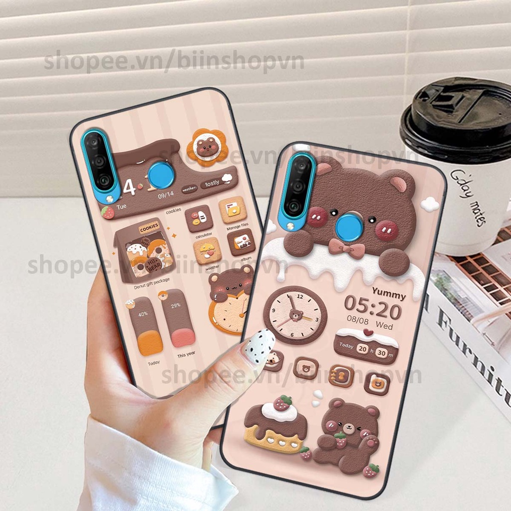 Ốp Huawei Nova 4e / P30 Lite in 3D icon gấu nổi siêu xinh, siêu đáng yêu, cá tính phong cách